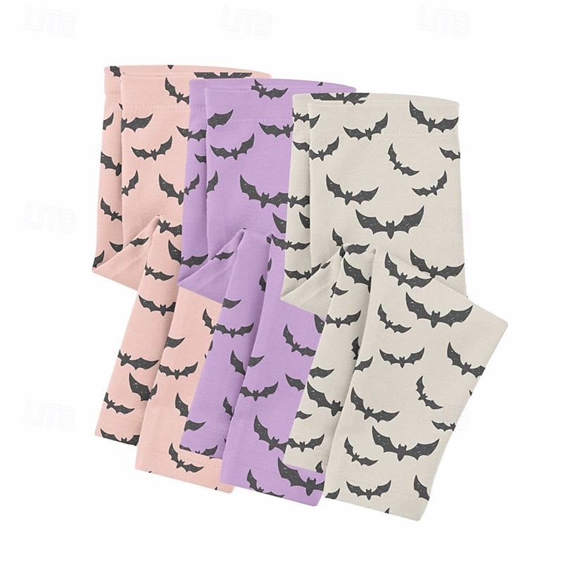 Women's Pants Trousers Leggings Streetwear Casual Full Length High WaistPantsHalloween Bat Elastic Waist Print Breathability Comfortable Stretchy Vacation Street Daily Wear Pink Purple Beige Spring