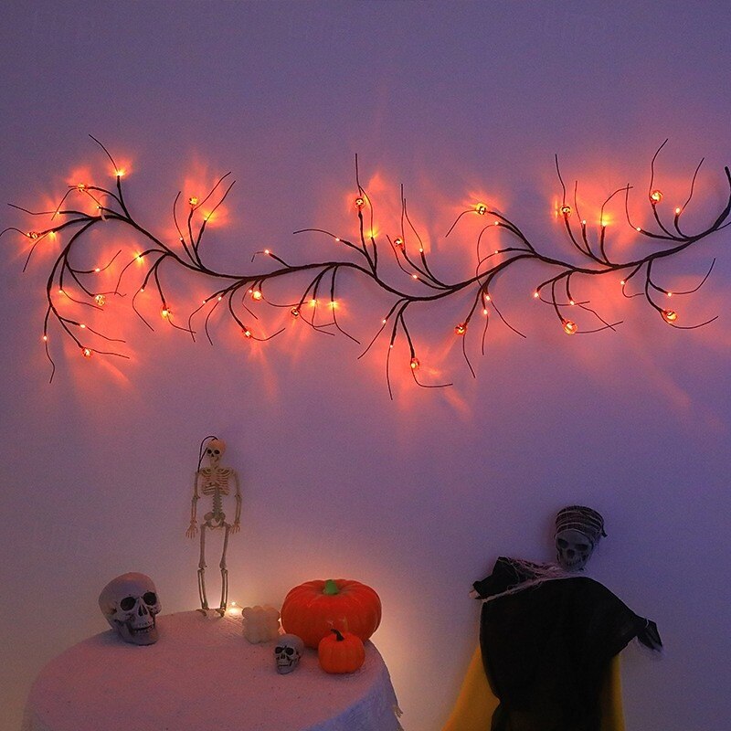 LED Halloween Decorative Branch Lights with Bat Pumpkin Vine Design Battery Operated Festival Atmosphere Lighting for Bar, Party, Indoor & Outdoor Decor4