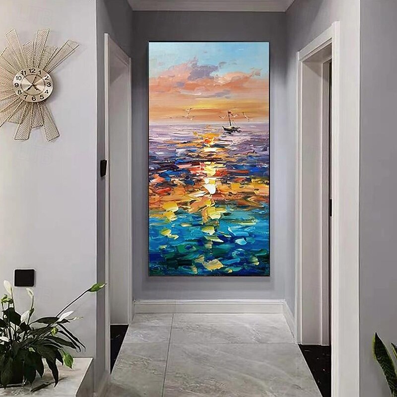 Abstract Oil Painting Modern Art Decorative Painting Hand Painted Abstract Sea Thick Oil On Canvas Painting For Home Hotel Decor (No Frame)4