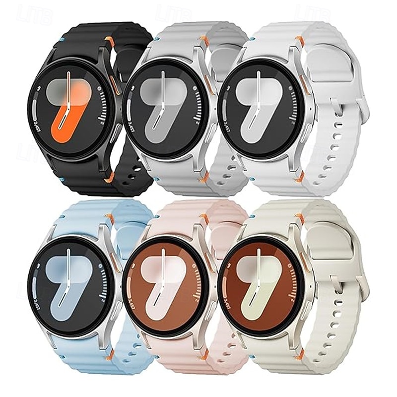 6 Pack Watch Band for Samsung Galaxy Watch 7/6/5/4  40/44mm, Watch 5 Pro 45mm, Watch 6 Classic 43/47mm, Watch 4 Classic 42/46mm Silicone Replacement  Strap Cute Sport Band Wristband2