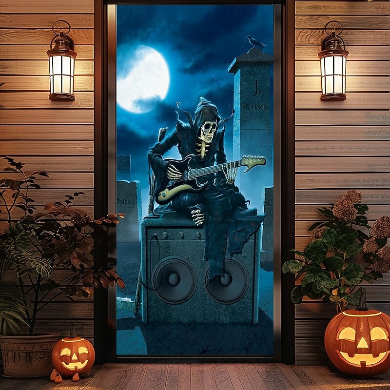 Halloween Door Covers Tribute by Vincent Hie Door Tapestry Door Curtain Decoration Backdrop Door Banner for Front Door Farmhouse Holiday Party Indoor Outdoor Decor Supplies3