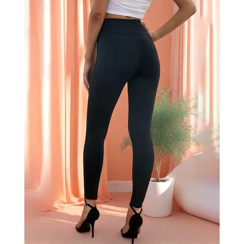 Women's Slacks Leggings Cozy Leggings Streetwear Casual Full Length Natural Plain Elastic Waist Ripped Comfortable Street Holiday Magenta Grey Black Army Green Fall Regular Fit4