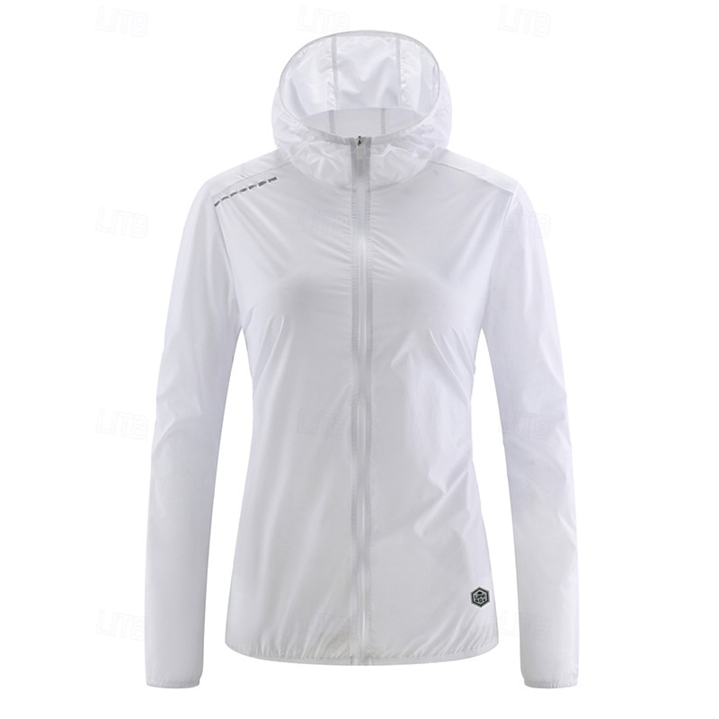 Women's Running Jacket Outdoor Jacket Hooded Jacket Drawstring Zipper Pocket Long Sleeve Top Athleisure Solid Colored Windproof UPF 50+ Breathable Fishing Hiking Running Sportswear Activewear Black4