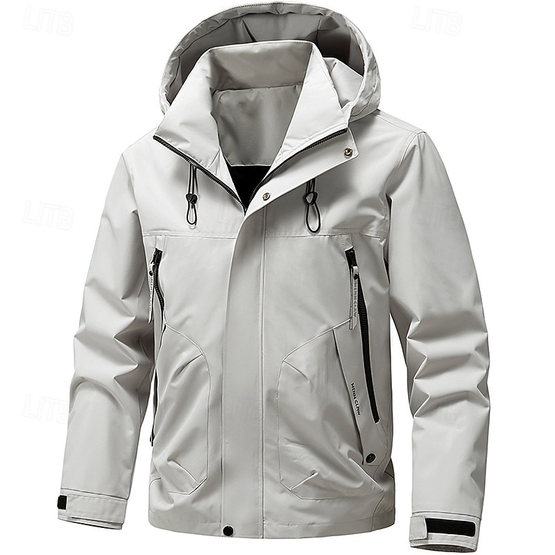 Men's Sport Coat Hiking Jacket Parka Windcheater Jacket Sports Outdoor Casual Waterproof Windbreaker Full Zip 3 in 1 Spring Fall Winter Solid Color Active Urban Hooded Short Black White Yellow Dark2