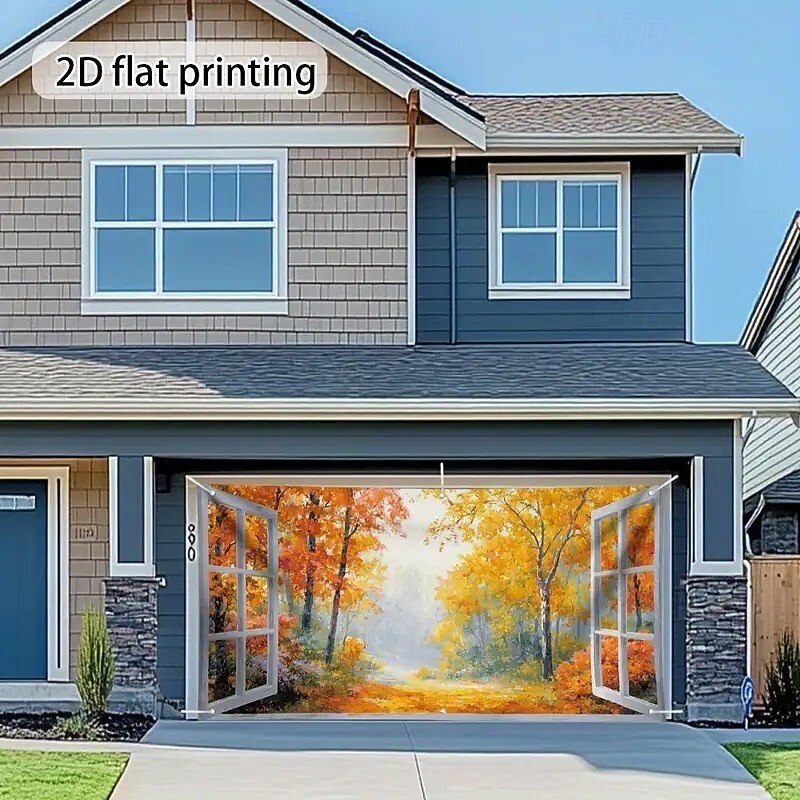 Outdoor Garage Door Cover Fall Autumn Landscape Banner Large Tapestry Backdrop Decoration for Holiday Outdoor Garage Door Home Wall Decorations2