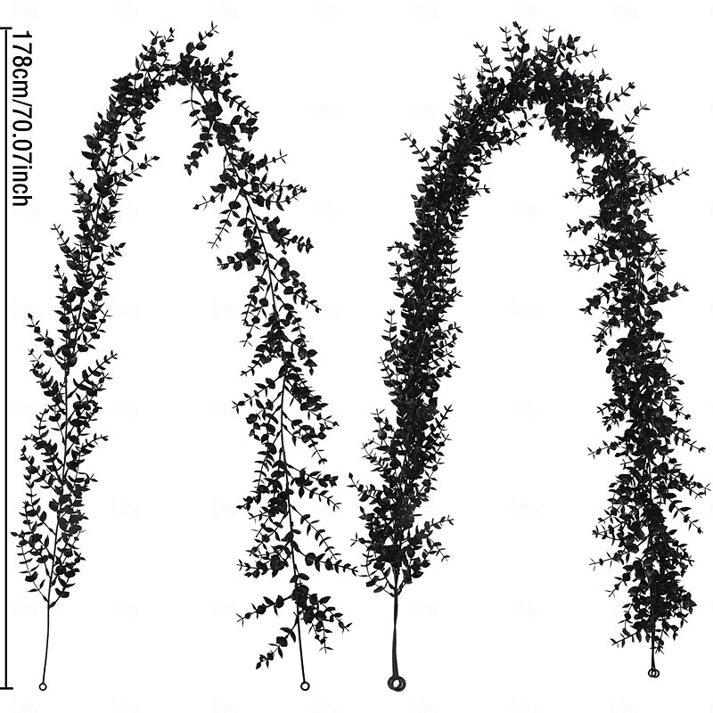 Artificial Black Eucalyptus Vine Garland - Realistic 1pc for Halloween Christmas Fall Decor Indoor/Outdoor Spooky Party4