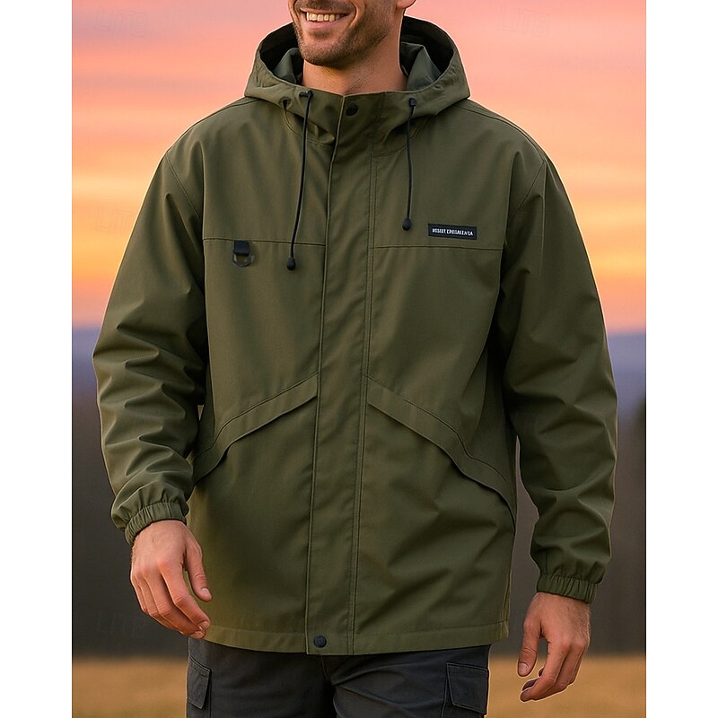 Men's Softshell Jacket Hiking Jacket Outdoor Waterproof Windproof Hiking Outfits Hiking Clothes Spring Autumn / Fall Jacket Hunting Climbing Running Solid Color Black Army Green