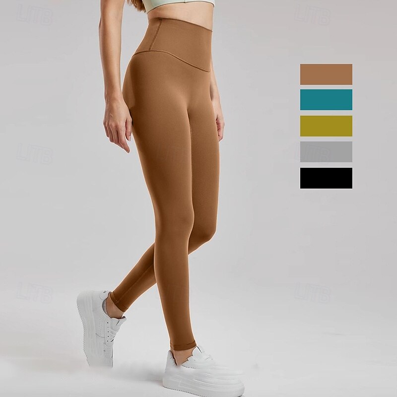 Women's Fleece Capris Leggings Yoga Leggings Tummy Control High Waist Gym Workout Athletic Bottoms Solid Color Black Yellow Green Fall Sports Activewear Tight Fit3