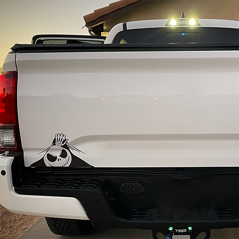 2Pcs Halloween Car Sticker Jack Skellington Car Sticker  Self-Adhesive Vinyl Decal for Trunk Windows Bumper  Polyvinyl Chloride3