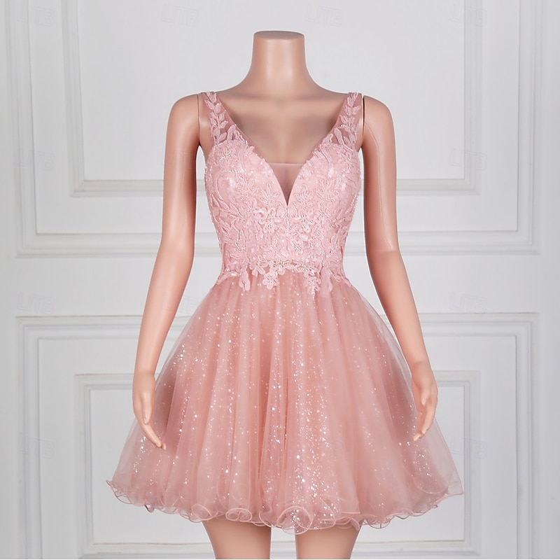 Mermaid / Trumpet Evening Gown Elegant Dress Homecoming Cocktail Party Sweep / Brush Train Sleeveless V Neck Lace with Sequin Appliques