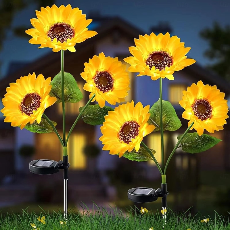 Solar Sunflower Garden Lights Warm White LED Outdoor Decorative Stake Lights for Yard, Patio, Lawn, Pathway, IP65 Waterproof, Ideal Gift for Women, Mom, Grandma, Friends2