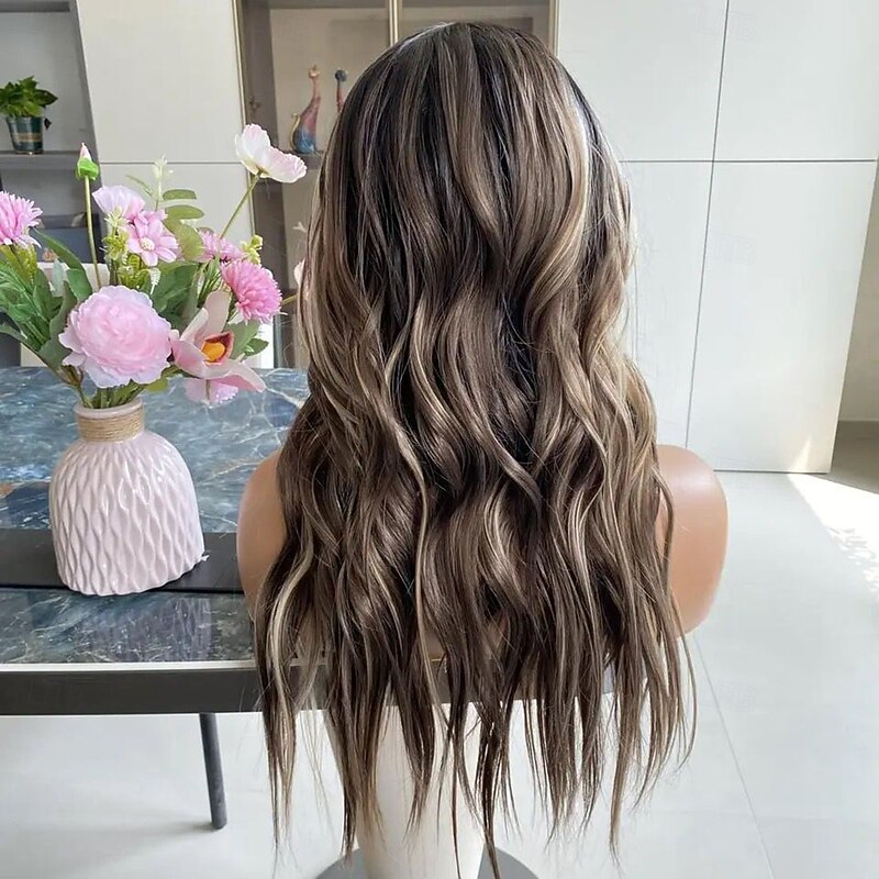 Brazilian Virgin  Remy Human Hair 5x5 Closure Wigs 13x4 Lace Front Wig Middle Part Wavy Ash Blonde Highlight Wig with Baby Hair Glueless Pre-Plucked for Women4