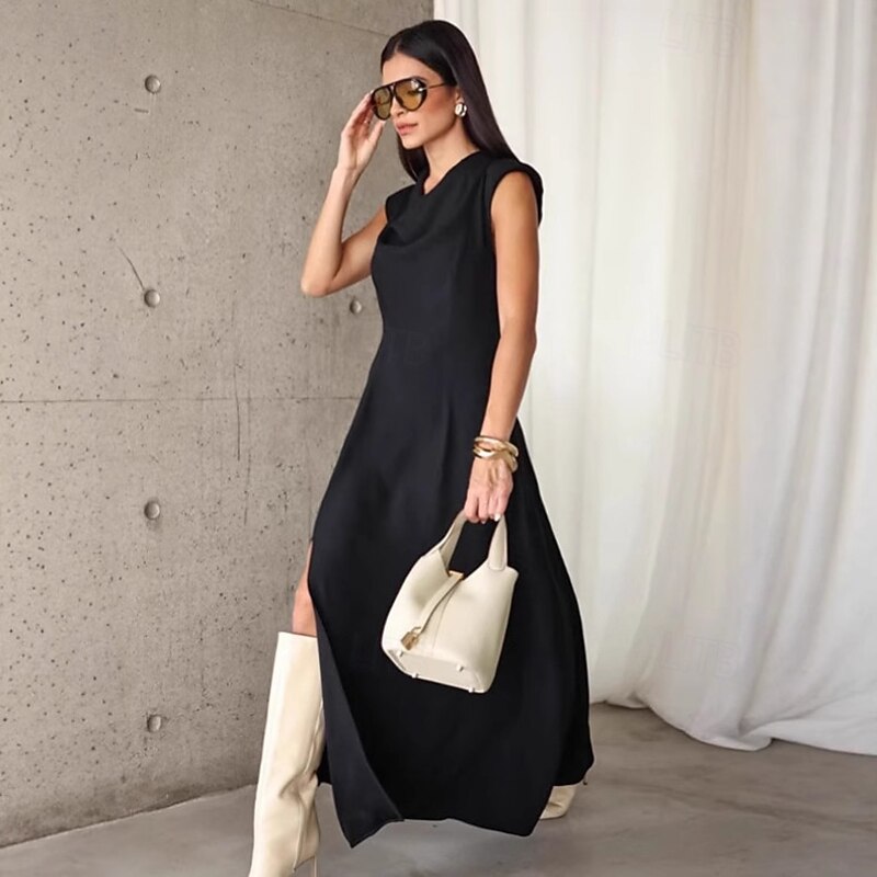Women's Maxi Dress Black Dress Cocktail Dress Sheath Dress Formal Dress Party Semi Formal Party Birthday Daily Regular Fit Plain Sleeveless V Neck Black Summer Spring Fall