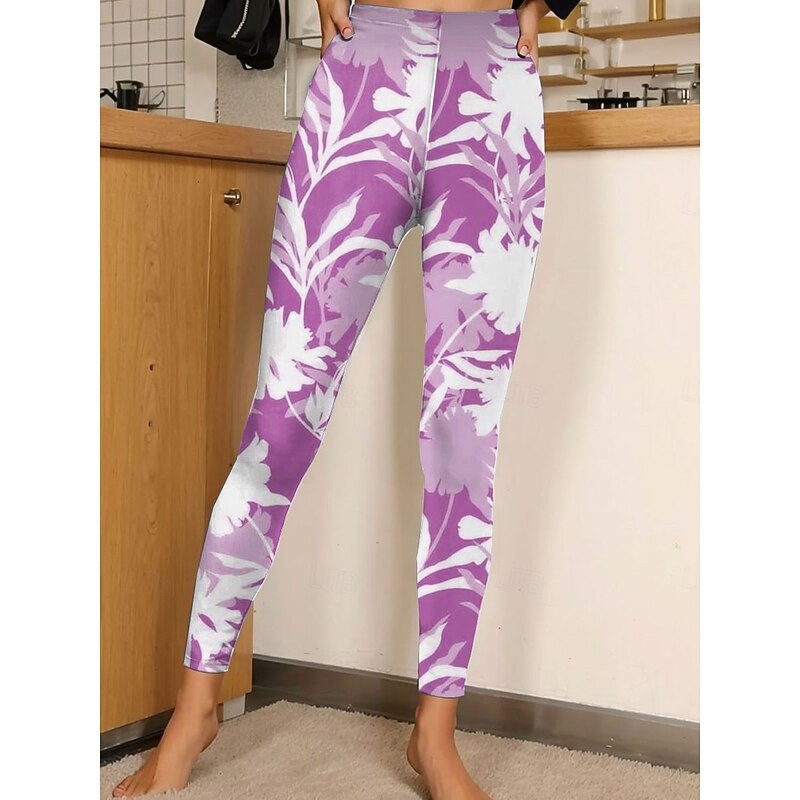 Women's Leggings Vacation Vintage Fashion Ankle-Length High Waist Floral Graphic Printing Soft Breathable Stretchy Vacation Casual Daily Blue Purple Green Khaki Spring Fall Slim Fit4