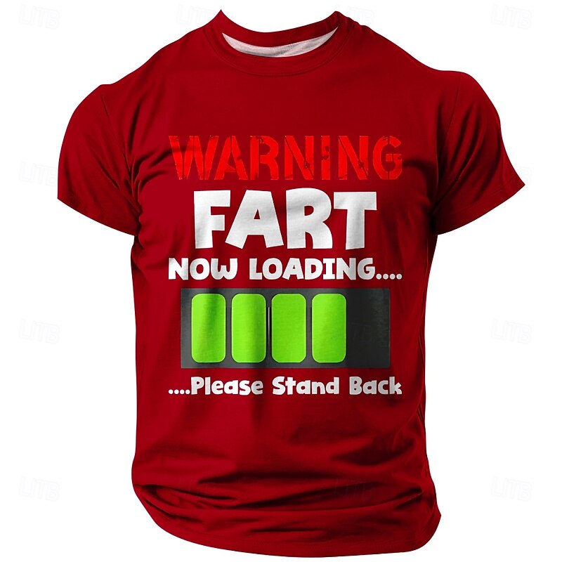 Men's Funny Graphic T-Shirt: 'WARNING FART NOW LOADING... Please Stand Back' Short Sleeve Humor Tee4