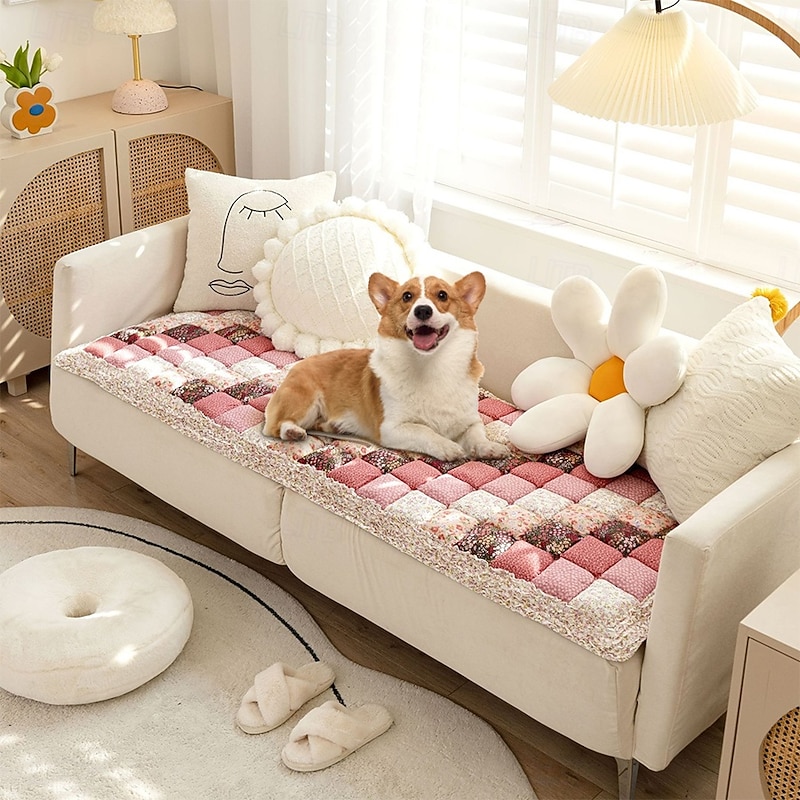 Quilted Carpet Sofa Cover for Dog The Living Room Sofa Seat Box Cushion Pet Friendly
