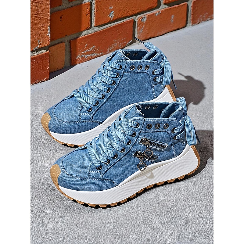 Women's Canvas High-Top Sneakers – Casual Platform Lace-Up Shoes for Street Style, Travel and Weekend Activities2