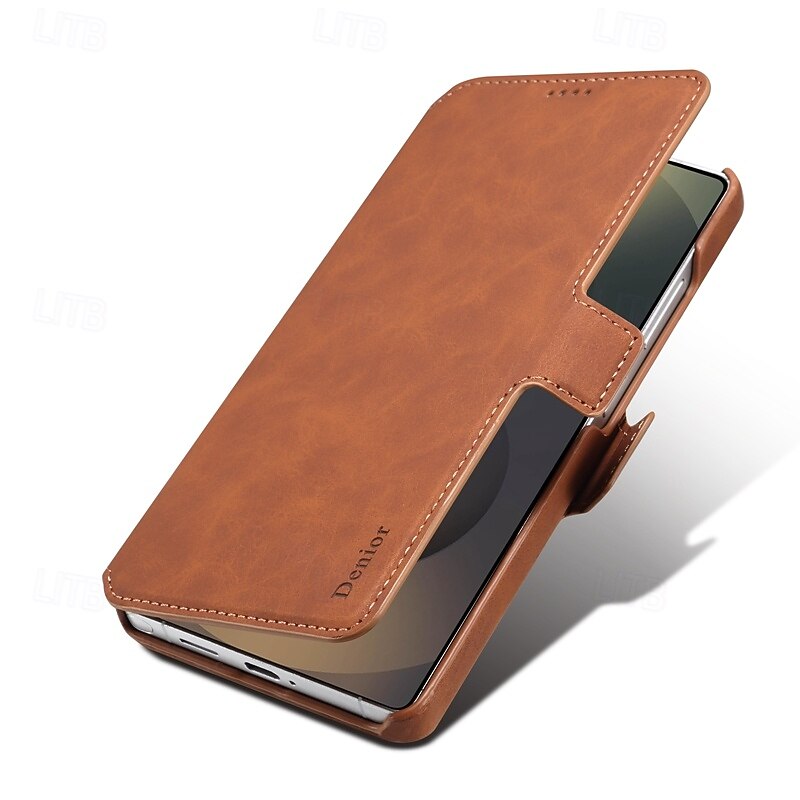 Phone Case For Samsung Galaxy S25 Ultra Plus Back Cover Support Wireless Charging Kickstand Card Slot Retro TPU PU Leather4