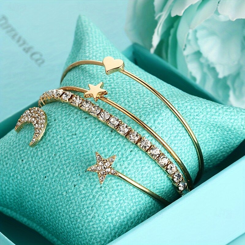 Women's Bracelet Bangles Geometrical Moon Heart Star Elegant Fashion Luxury Alloy Bracelet Jewelry Silver / Golden For Party4