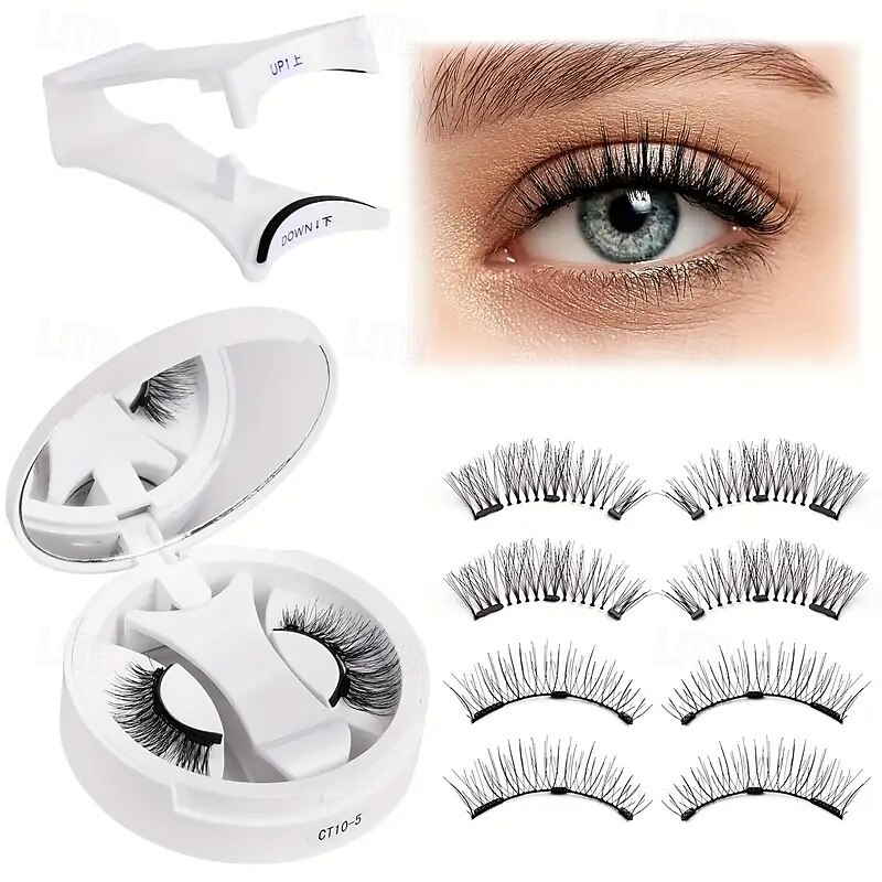 Soft Magnetic Eyelashes All-in-One Box Reusable Magnetic Eyelash Kit with Applicator Natural Look Light Weight Cat Eyelash Fluffy Hair Soft False Eyelashes for Daily Usage Makeup Tools3
