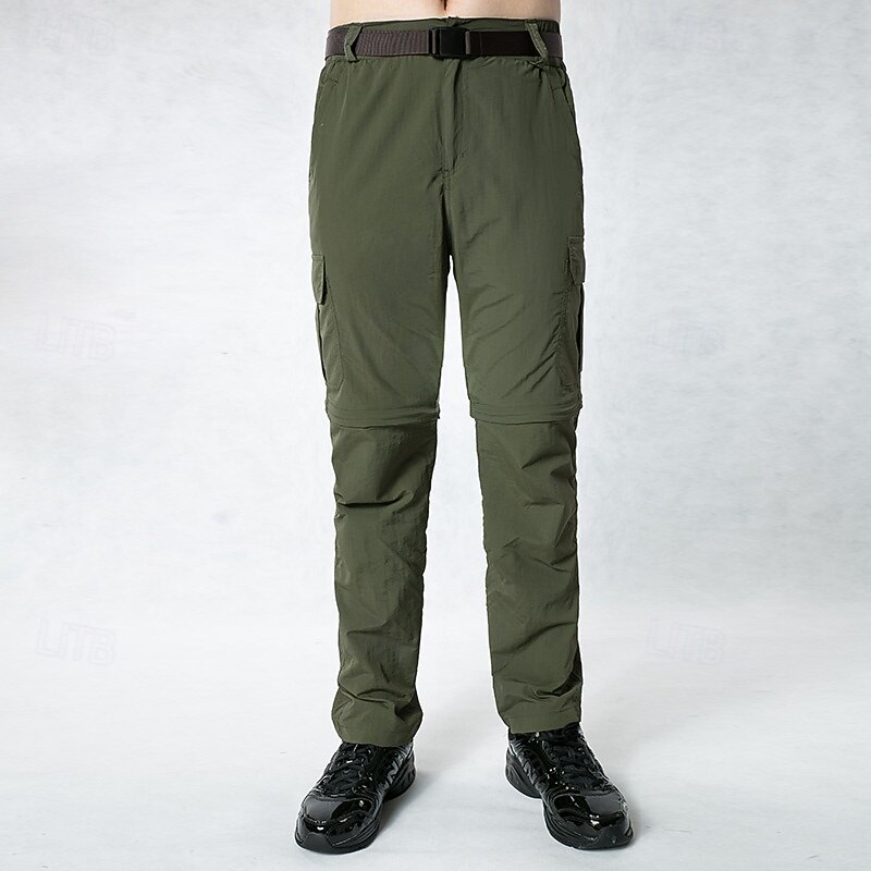 Men's Convertible Zip Off Pants Hiking Pants Trousers Summer Outdoor Quick Dry Multi Pockets Stretchy Sweat wicking Pants / Trousers Black Army Green Elastane Fishing Climbing Camping / Hiking3