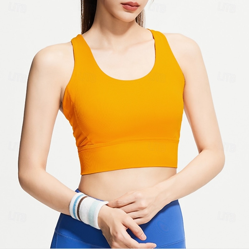 Women's Solid Colored Tennis Shirt Tennis Tank Top Sports Bra 1 PC Sleeveless Criss Cross Sporty Reduces Chafing High Elasticity Professional Tennis Running Fitness Strap U Neck Sports Bra Tank Top4