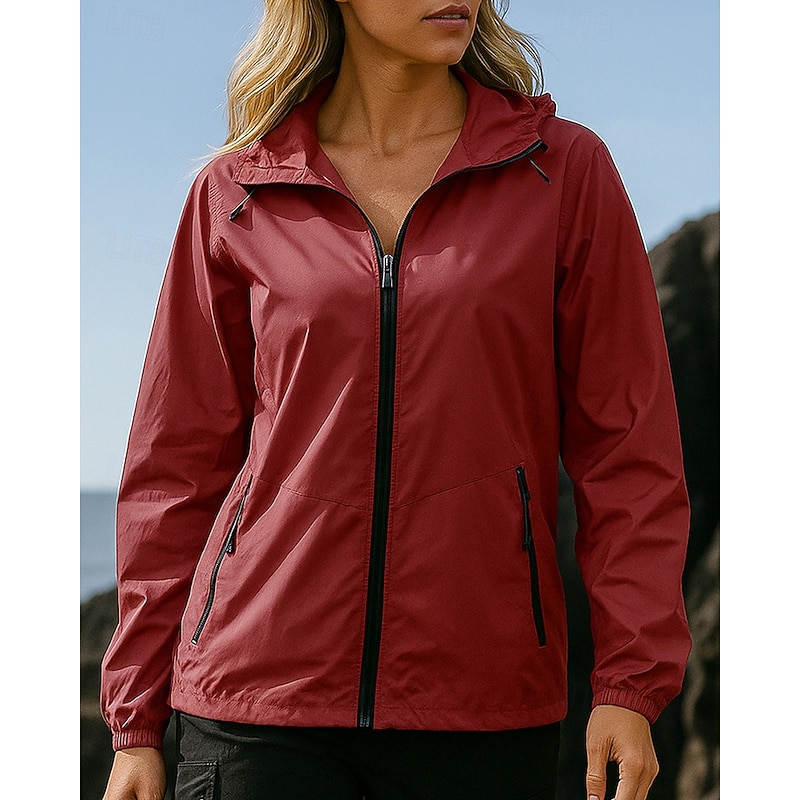 Women's Softshell Jacket Hiking Jacket Hardshell Jacket Outdoor Waterproof Windproof Hiking Outfits Hiking Clothes Spring Autumn / Fall Top Camping / Hiking / Caving Running Solid Color Black Red Blue
