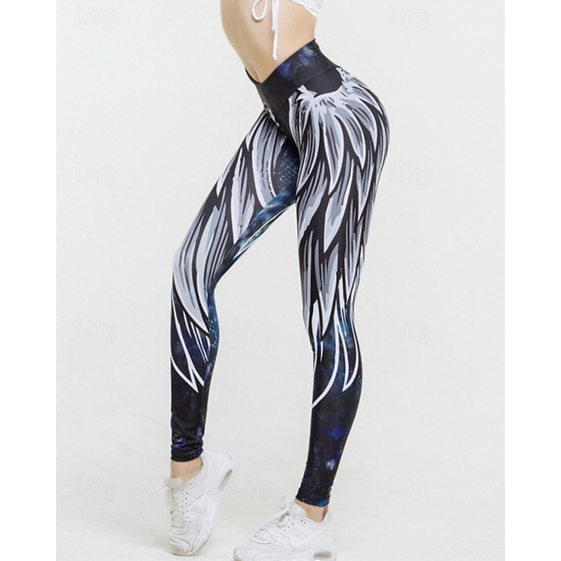 Women's Capri Leggings Yoga Leggings Tummy Control High Waist Gym Athletic Pilates Bottoms Printing Black Fall Sports Activewear Tight Fit