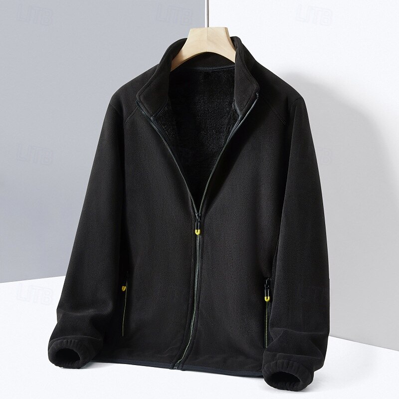 Men's Hoodie Jacket Fleece Jacket Thermal Jacket Winter Outdoor Thermal Warm Top Black Dark Blue Grey2