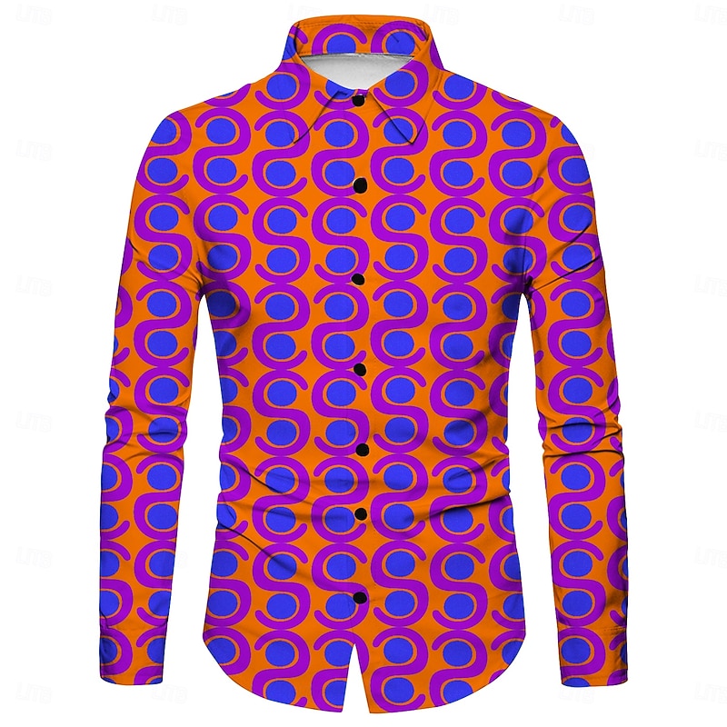 Retro Vintage 1970s Shirt Disco Geometic Psychedelic Fancy Dress Men's Halloween Carnival Music Festival Pride Parade Retro Theme Party Adults' Shirt2