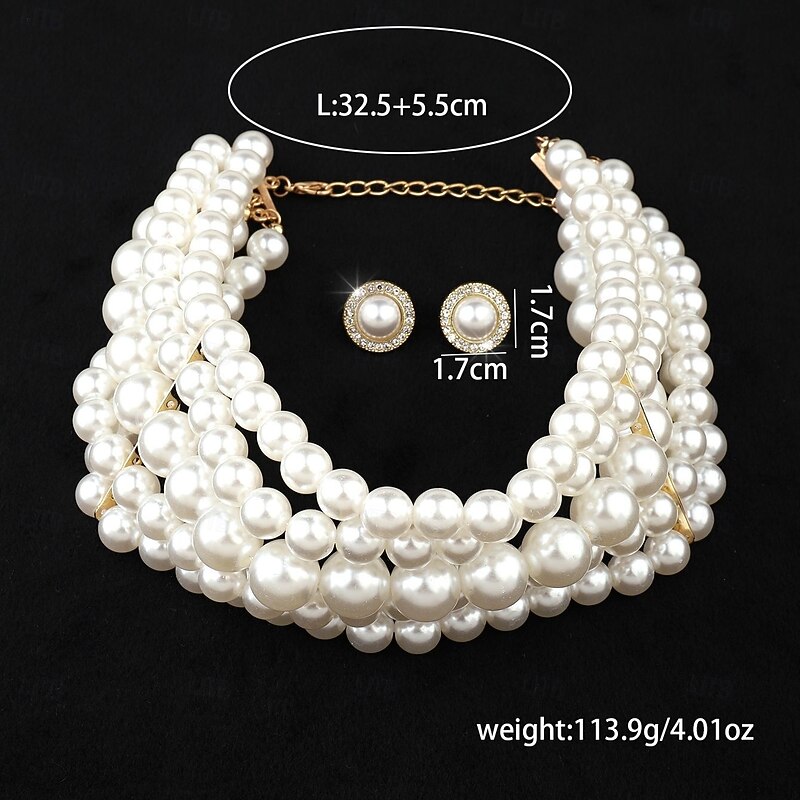 Bridal Jewelry Sets 1 set Imitation Pearl Alloy Earrings Necklace Women's Elegant Artistic Simple Jewelry Set For Wedding Birthday Holiday4