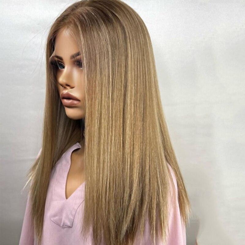 Unprocessed Virgin Hair 5x5 Closure 13x4 Lace Front Wig Short Bob Free Part Brazilian Hair Straight Blonde Multi-color Wig 130% 150% Density with Baby Hair Highlighted / Balayage Hair 100% Virgin3