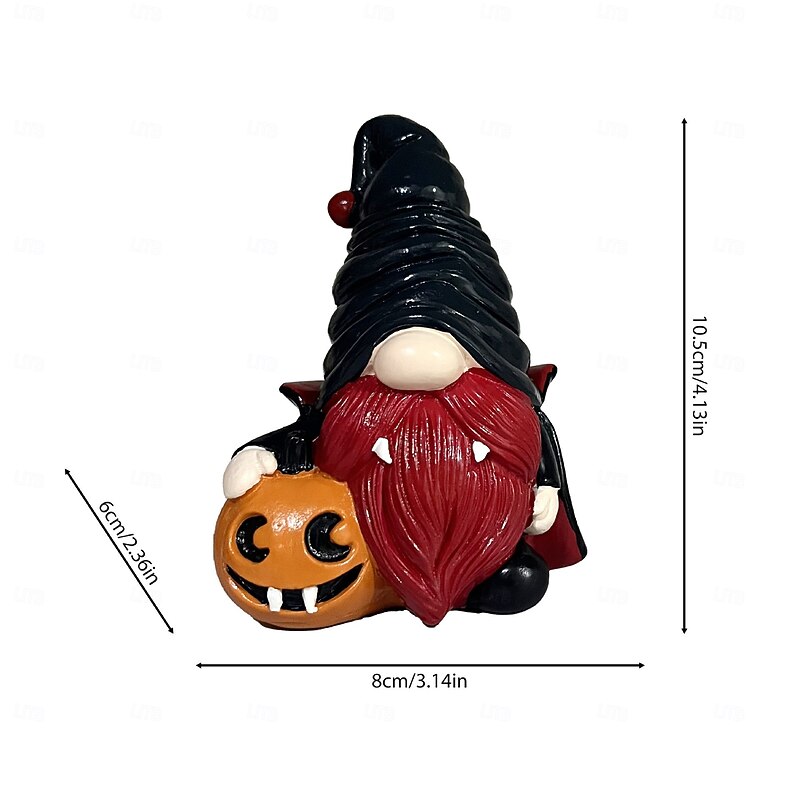 Halloween Resin Gnome Figurine, Pumpkin Gnome Decoration for Home, Office, Garden, Durable Resin Statue, Unique Gift Idea3