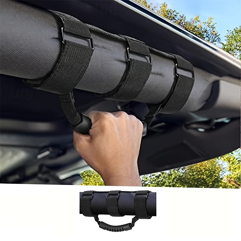 1Pcs Heavy Duty Grab Bar Handles for Jeeps UTVs and Quads with 3 Straps Design Fits 1 1/2 to 3 Inch Roll Bars Secure Left-Hand Access for Enhanced Safety Durable Nylon Straps