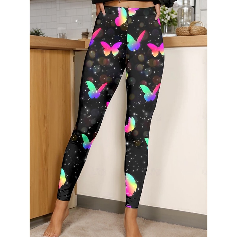 Women's Leggings Vintage Fashion Casual Ankle-Length High Waist Graphic Animal Gradient Printing Soft Breathable Stretchy Vacation Casual Daily Violet Robin's Egg Blue Black Spring Slim Fit3