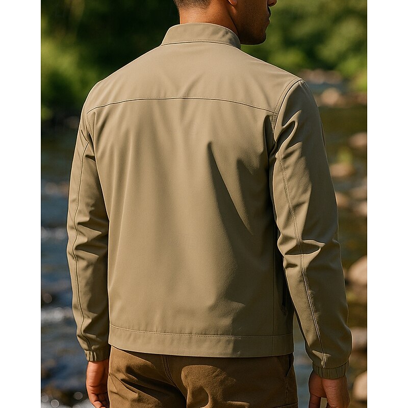 Men's Windbreaker Hiking Jacket rain coat Outdoor Thermal Waterproof Windproof Lightweight Hiking Outfits Hiking Clothes Spring Autumn / Fall Top Camping / Hiking / Caving Running Black Khaki Dark2