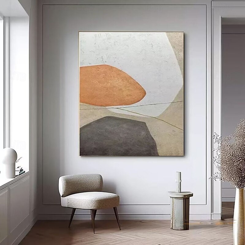 oil painting Large Handmade abstract stone orange oil painting Modern Abstract painting Geometric Composition with Warm Accents Canvas Painting for bedroom living room artwork4