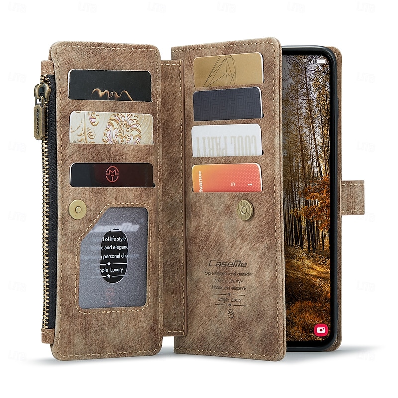 Phone Case For Samsung Galaxy S25 S25 Edge S24 S24 FE S23 Ultra Plus S22 Plus  Ultra A56 A36 A16 A55 5G Wallet Case Zipper with Lanyard Kickstand TPU PU Leather3