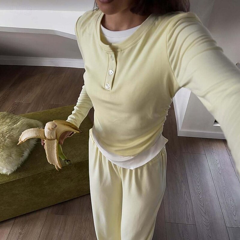 Women's Tracksuit Sweatpants Pullover Sweatshirt Splicing Solid Colored Clothing Suit Spring Yellow Burgundy Gym Training Running High Waist Windproof Lightweight Moisture Wicking Long Sleeve Sport2