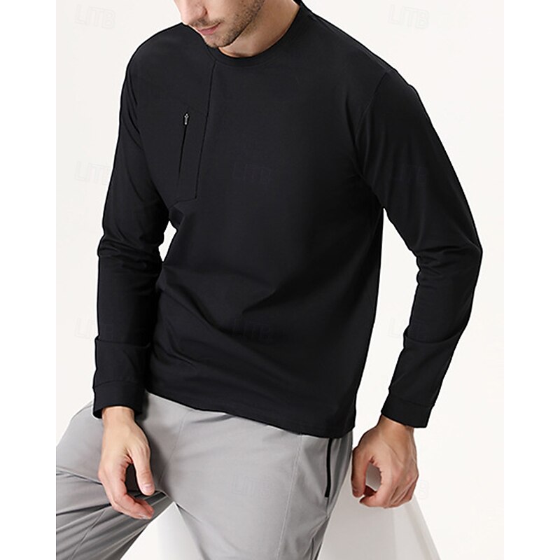 Men's Running Top Sports Sweatshirt Zip Up Pocket Long Sleeve Top Athleisure Fall Solid Colored Quick Dry Breathable Hiking Workout Athletic Sportswear Activewear Black Green Dark Blue4