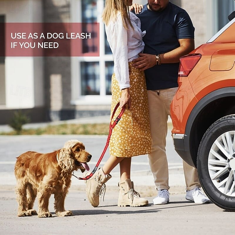 Adjustable Car Dog Leash Reflective Elastic Pet Seatbelt Restraint Multifunctional No Pull Safety Harness Lead for Large Dogs Travel Vehicle Accessories4