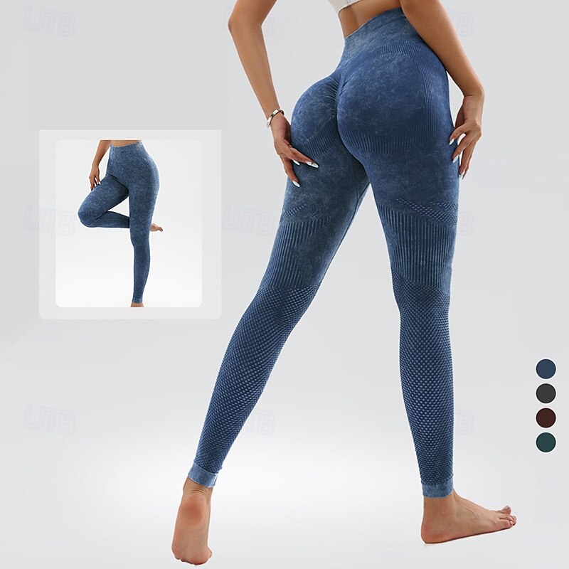 Women's Workout Leggings Yoga Pants Tummy Control High Waist Dance Pilates Running Bottoms Tie Dye Dark Grey Apricot Pink Fall Sports Activewear Tight Fit3