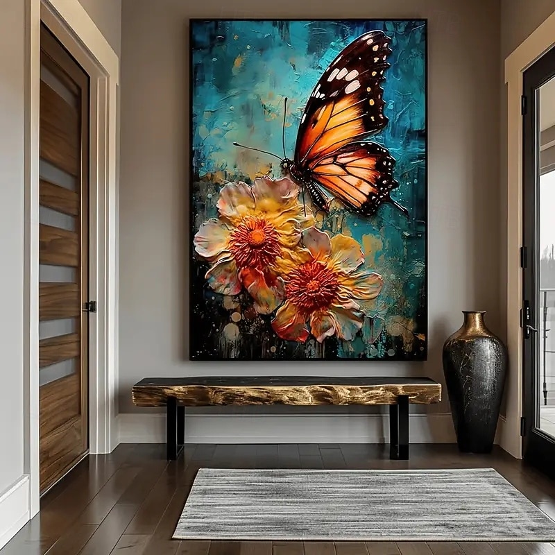 Modern Floral And Butterfly Canvas Art Poster Frameless Wall Decoration Suitable For Living Rooms And Bedrooms Room Decorations3