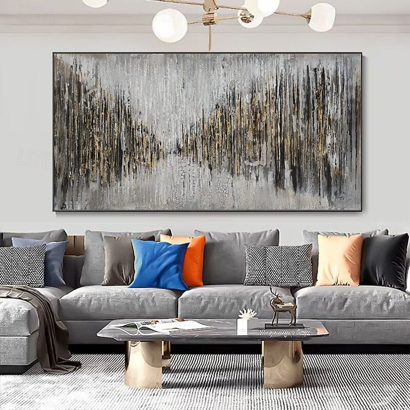 Handmade Oil Painting Acrylic Canvas Wall Art Decoration Modern Light Luxury Grey Abstract Texture for Home Decor Rolled Frameless Unstretched Painting2