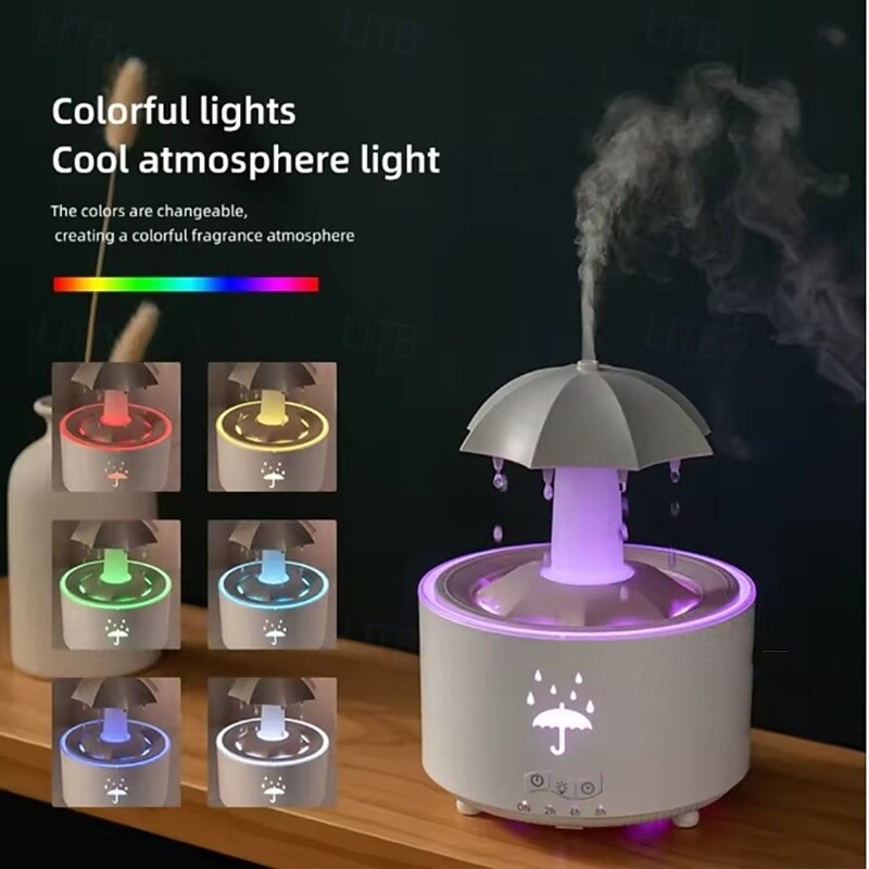 Colorful Raindrop Aromatherapy Machine Rotating Water Drop Humidifier Remote Control Home Office Water Replenishment Purifier