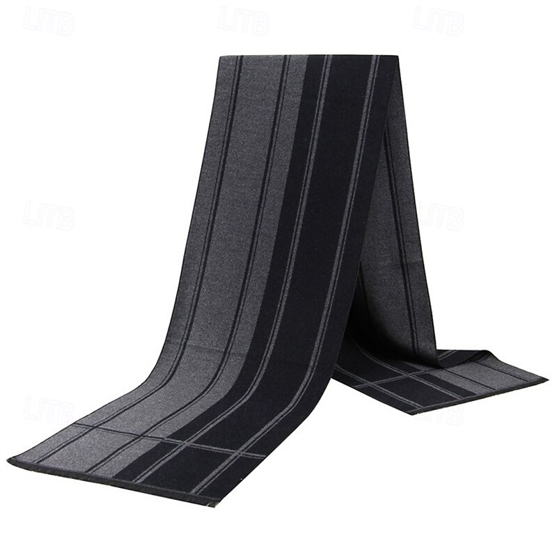 Women's Rectangle Scarf Street Daily Date Grey Blue Scarf Color Block Stripe4