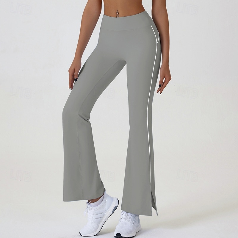 Women's Flared Pants Yoga Leggings Tummy Control High Waist Gym Workout Athletic Bottoms Solid Color Black Pink Blue Fall Sports Activewear Tight Fit4