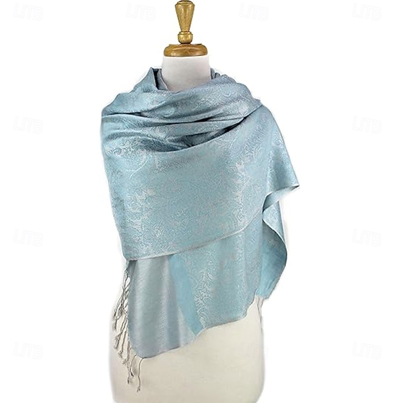 Women's Paisley Jacquard Acrylic Scarf – Warm, Fashionable Long Fringe Shawl with Ethnic Style for Fall & Winter2