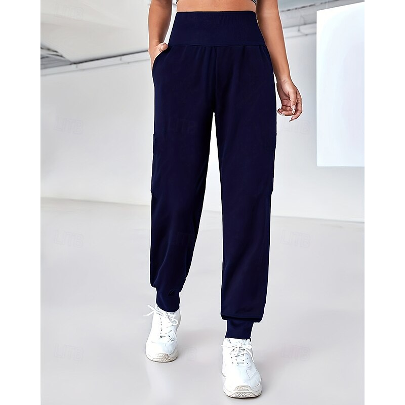 Women's Capri Leggings Yoga Leggings with Pockets Tummy Control High Waist Gym Athletic Pilates Bottoms Printing Black Dark Blue Fall Sports Activewear Tight Fit