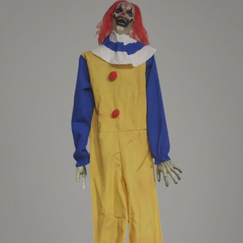 Large Outdoor Clown Electric Sensor Sound and Light Halloween Garden Decoration Props with Movement  Sound and Lights